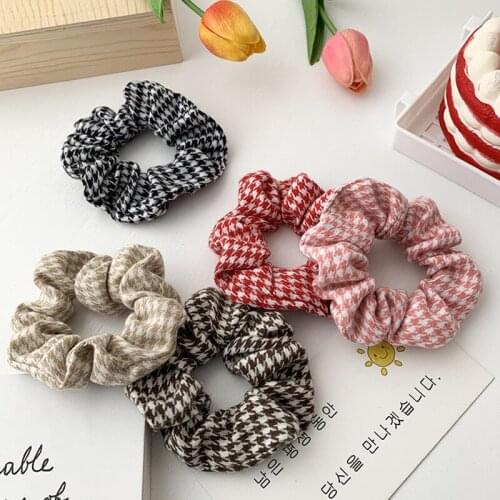 Plaid Scrunchie For Girls Cute Hair Bands Hair Accessories Children Kids Hair Ring Head Rope Hair Styling Tools Party Headdress