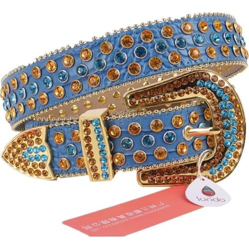 Luxury Designer Belt Punk Jeans Rhinestone Belt Western Cowboy Cowgirl Crystal Pin Buckle Fashion Diamond Studded Belt Waistband