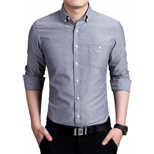 Pure Color Long Sleeve Shirts mens Large Size S M L XL 4XL 5XL Navy Blue Black Blue Red Fashion Business Man Shirt Slim Elegant