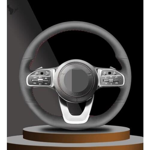 Hand-stitched Black Artificial Leather Steering Wheel Cover for Mercedes-BenzA-Class W177 C-Class W205 E-Class W213 S-Class W222