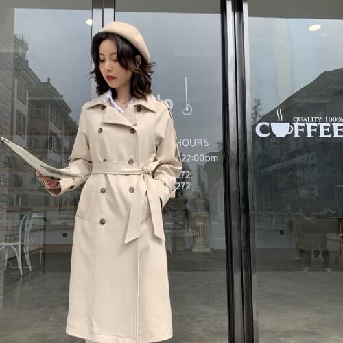 Toppies 2021 Spring Long Trench Coat Women Double Breasted Slim Trench Coat Female Outwear Fashion Windbreaker