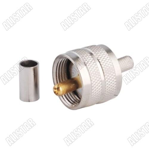 UHF PL259 male Plug Crimp straight connector for KSR/LMR195 RG58 RG142 Cable New Type