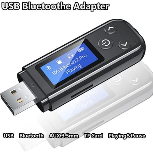 USB Bluetooth 5.0 Wireless Adapter Receiver Transmitter Receptor AUX 3.5mm Audio Adapter Support TF Card For Car LaptopPC TV LCD
