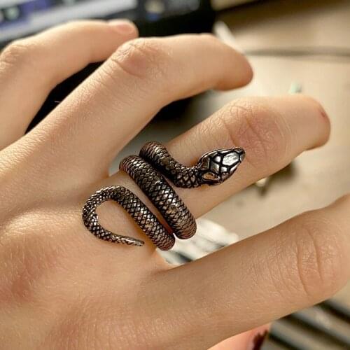 Vintage Real 316L Stainless Steel Ring Men Women Fashion Punk Gtohic Snake Ring Couple Adjustable Ring Gift for Friend