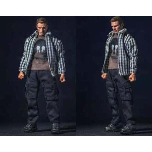 1/12 Male Clothes Plaid shirt & T-shirt & Jean Pants Suit For 6'' Muscle Man Action Figure Dolls in stock