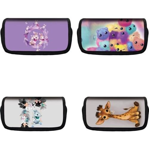 1 pcs New cartoon animals pencil case high quality Flip nylon pencil case children school supplies stationery