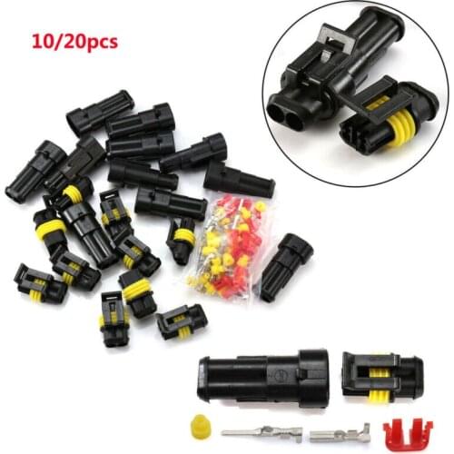 10pcs 2-Pin Way Car Auto Waterproof Electrical Connector Plug Socket Wire Kit Terminal Hardware Accessories
