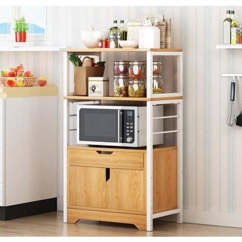 2/3 Layer kitchen Cabinet with Drawer Door for Microwave Oven Kitchenware Storage Organize Cupboard Kitchen Shelf Rack