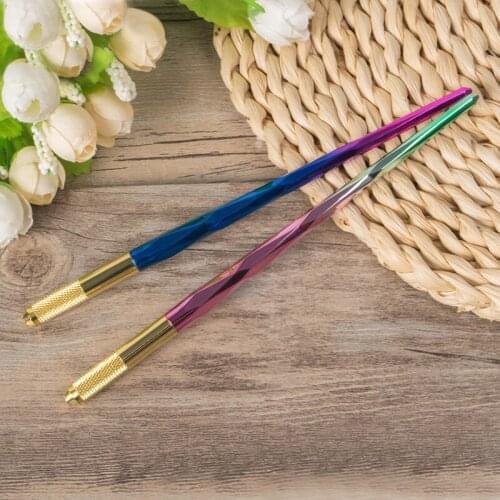 2Pcs Tebori Microblading Tattoo Pen for Permanent Makeup Eyebrow Tattoo Pen Manual Microblading Needle Blades
