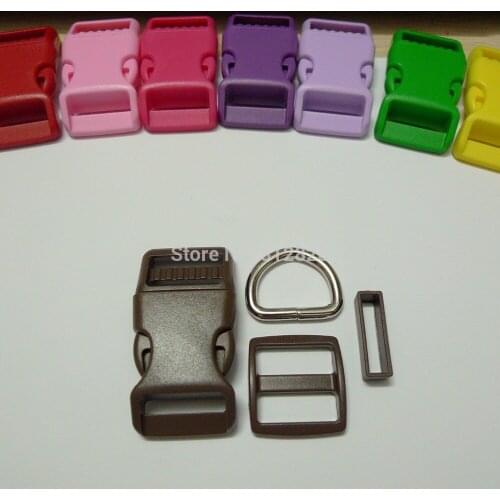 25 Sets 1'' 25mm #15 BROWN COLOR Dog Collar Hardware Curved Side Release Buckle Set
