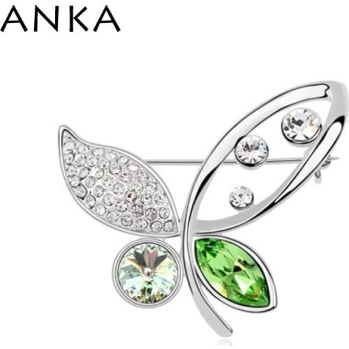 ANKA New Fashion Crystal Butterfly Brooches Pin Rhodium Plated Cute Jewelry For Women Main Stone Crystals from Austria #94680