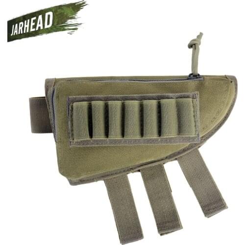 7 Shells Ammo Pouch Adjustable Tactical Butt Stock Rifle Cheek Rest Bullet Bag Holder Military Bullet Carrier Gun Accessories