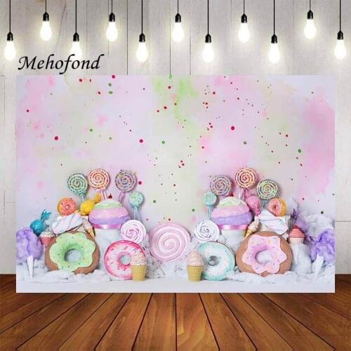 Mehofond Photography Background Pink Candyland Ice Cream Sweet Lollipop Girls Princess Birthday Portrait Backdrop Photo Studio