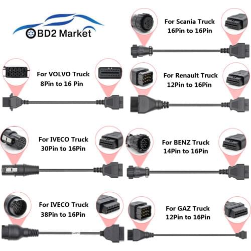 Hot sale OBD 2 II Connector Extension Cable For IVECO/VOL-VO/Scania/Renault/BENZ/GAZ Trucks Diagnostic cable truck accessories