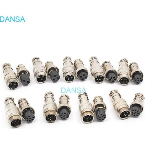 GX16 2 3 4 5 6 7 8 9 10 Pin Aviation Plug 16mm Docking Male Plug Socket & Female Plug Panel Metal Chassis Connector