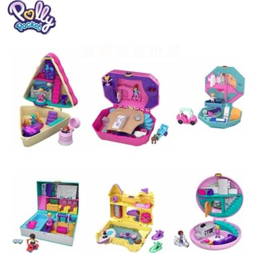 Polly Pocket Mini Polly Pocket World Treasure Box Birthday Cake Girl Family Toy Dolls for Girls Toys for Baby Girl Mini Toys