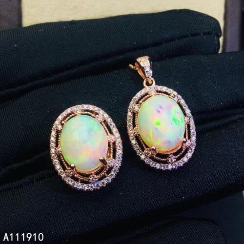 KJJEAXCMY fine jewelry 925 sterling silver inlaid Natural opal gemstone pendant ring Female suit support detection classic