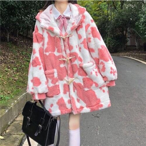 Sweet Retro Coat Lovely Thickened Imitation Cashmere Womens Dress 2021 Academy Style Winter Oodji Women Long Hoodie Harajuku