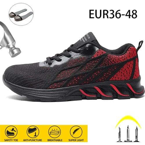 Fashion Safety Shoes Men Steel Toe Shoes Anti-puncture Work Sneakers Indestructible Work Sefety Boots Male Shoes Work Boots