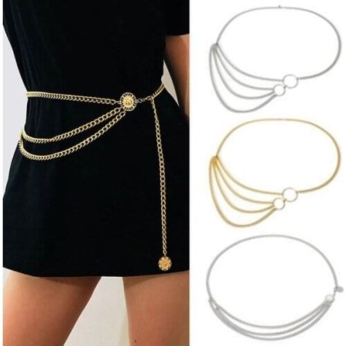 Fashion Metal Chain Retro Belt High Waist Hip Coin Charms Waistband Body Chain 1pc