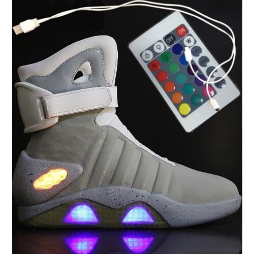 Spring Adult Basketball Shoes USB Charging LED Luminous Shoes Men Fashion Light Up Casual Men Back To The Future Glowing Sneaker