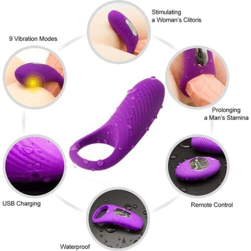 New stimulating permanent locking sperm ring for men vibrating ring cover charging multi-frequency sex toy for men and women