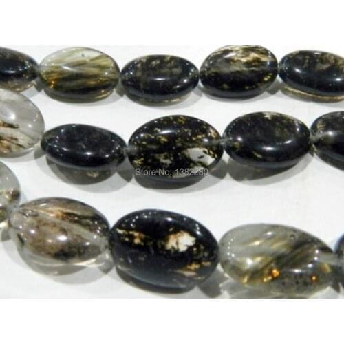 ! Wholesale 13x18MM OVAL Black Tourmaline EAm loose Bead 15" 2 pcs / lot fashion jewelry JT6710
