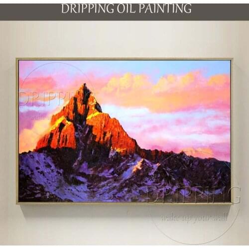 Excellent Artist Pure Hand-painted High Quality Abstract Mountain Landscape Oil Painting on Canvas Abstract Hill Oil Painting