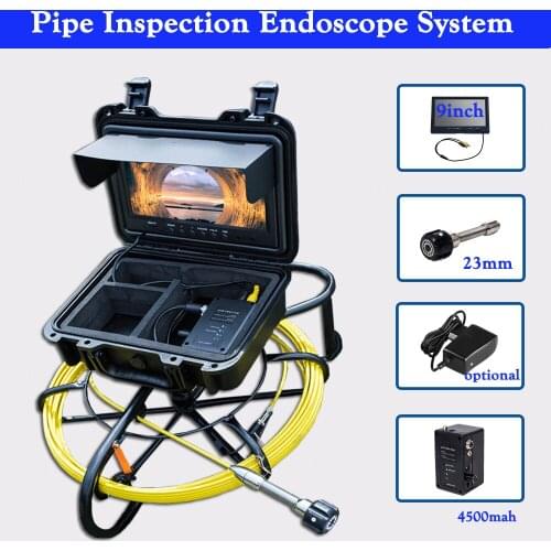 Portable Endoscope CCTV 9"Screen Sewer Water-Pipe Inspection Camera with 12 LED Industrial Digital Endoscopy DVR
