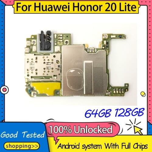 Unlocked 64G 128G For HUAWEI Honor 20 Lite Motherboard,Global version Logic Board 4G 6G RAM For HUAWEI Honor 20 Lite Motherboard
