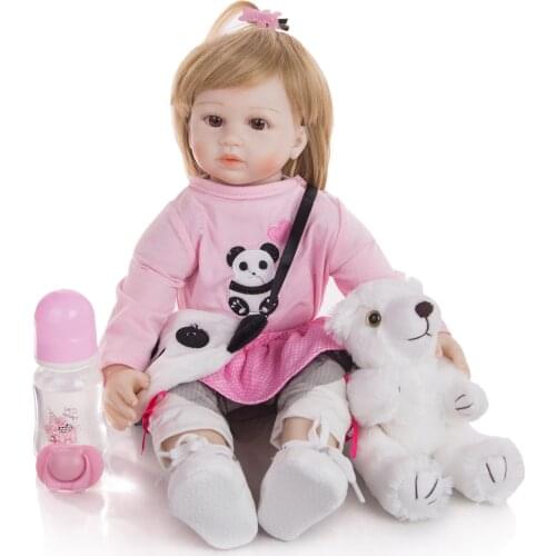 Lifelike 49 cm Cloth Body Reborn Girl Doll Soft Vinyl Princess DIY Baby Doll Cosplay Panda Suits Kid Birthday Gift Playmate