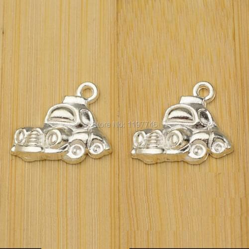 Silver Charms Cute Car Shape Metal Charms 10pcs 16x19mm Handmade Charm Pendant Jewelry Making