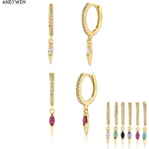 ANDYWEN Sterling Silver White Zircon Rose Red Drop Earring Fashion Luxury Fashion Wedding Rock Punk Fine Jewels Colorful