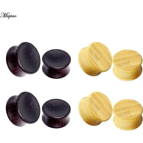 Miqiao 2pcs Fashion Ear Plugs Wood Flesh Tunnels Solid Bamboo Ear Gauges 6-22mm Body Piercing Jewelry New