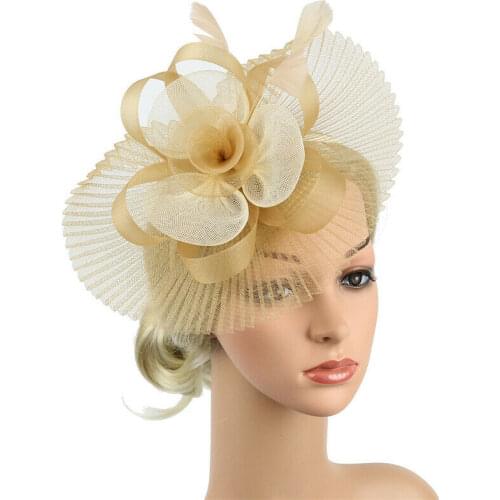 1Pc Women Hair Clip Feather Wedding Fascinator Headband Party Bridal Floral Church Headwear Jewelry Accessories