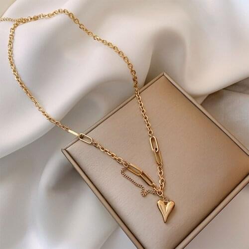 Bohemia Temperament Contracted Collarbone Sweater Chain Geometry Heart Pendant Necklace Gothic Fashion Choker Jewelry Wholesale