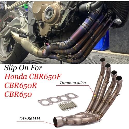 Motorcycle Full Exhaust Systems Slip On For Honda CBR650F CBR650R CBR650 Exhaust Pipe Titanium Alloy Front Link Pipe Esacpe Moto