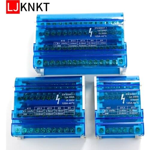 XP407 XP411 415 Wire Junction Box Din Rail Terminal Blocks Modular Screw Connection Power Distribution Block Box