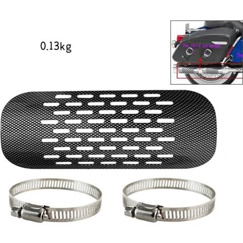 Motorcycle Exhaust Heat Shield Cover Middle Pipe Protector Heel Guard Heat Insulation Cover with 2 Clamps