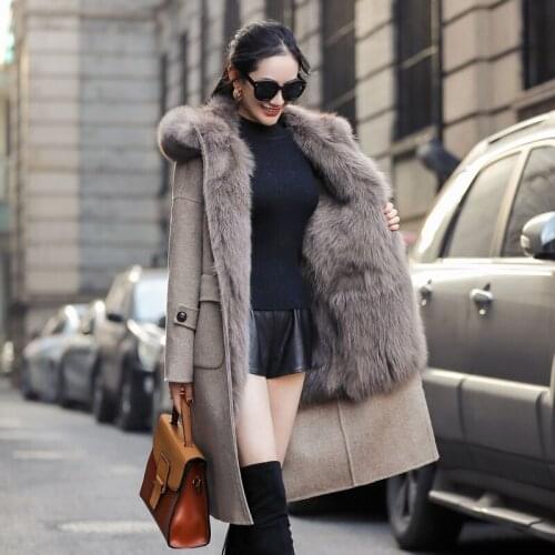 Fur Real Coat Female Natural Fox Fur Parka Winter Jacket Women Woolen Coats and Jackets Women korean long jacket MY4114 s s
