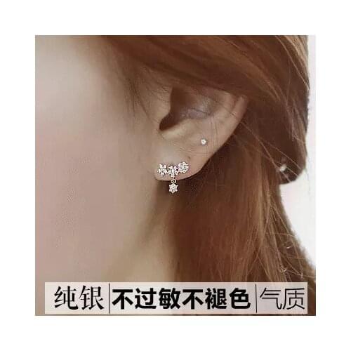 New Design Wedding Jewelry Luxury Clear Zircon Earrings Elegant 925 Sterling Silver flower Stud Earrings For Women