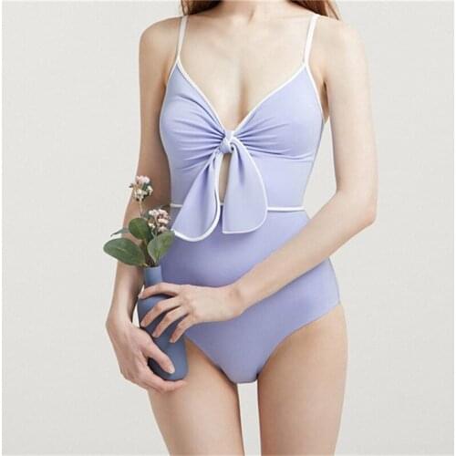 Bestie Ladies One Piece Swimsuit Vintage Lacing High Waist Slim Swimwear Beach Wear Thin Straps Hollow out Party Sexy Bikini