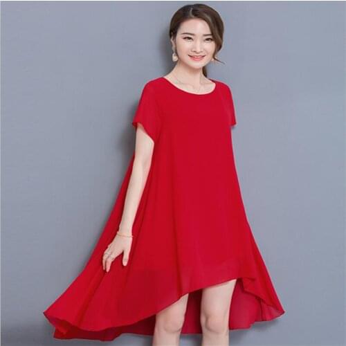 New women short sleeve asymmetrical chiffon dress,plus size brand brief dress,Vestido Casual Big Women Clothes L-5XL black blue