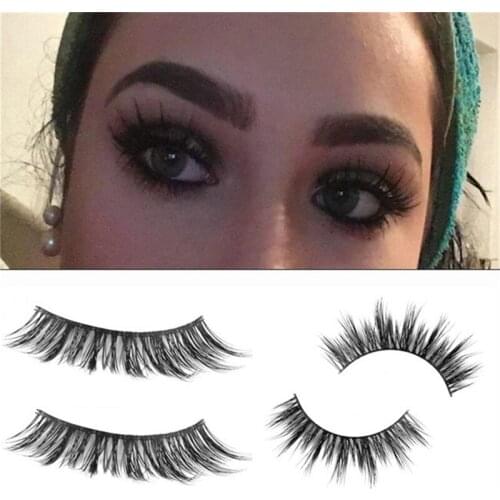 1 Pair Charming Black Soft Real Horsehair Long Natural Glamour Thick False Eyelashes Makeup Tools