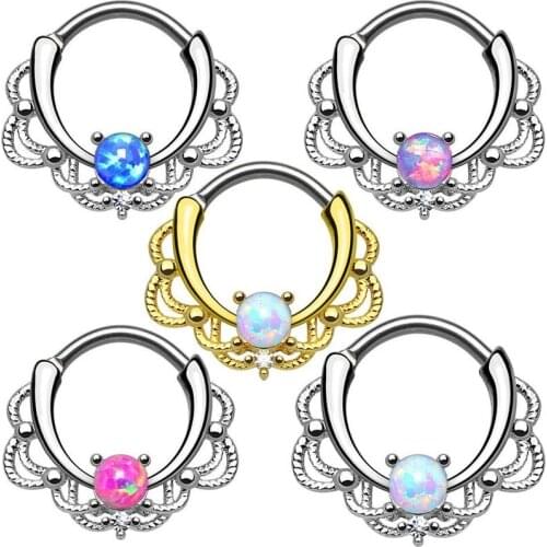 1Pcs New Fashion Simple Stainless Steel Australian Gemstone Nose Ring Personalized Nose Nail Popular Piercing Jewelry