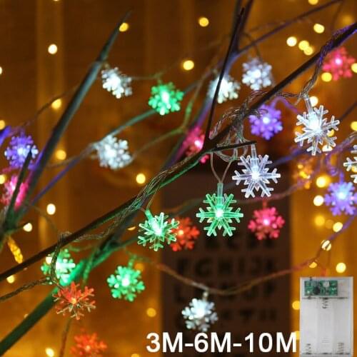 10/20/40/60/100 LED Star Ball Snowflake Light String Christmas Garlands Fairy Lights Lamp for Home Wedding New Year Party Decor