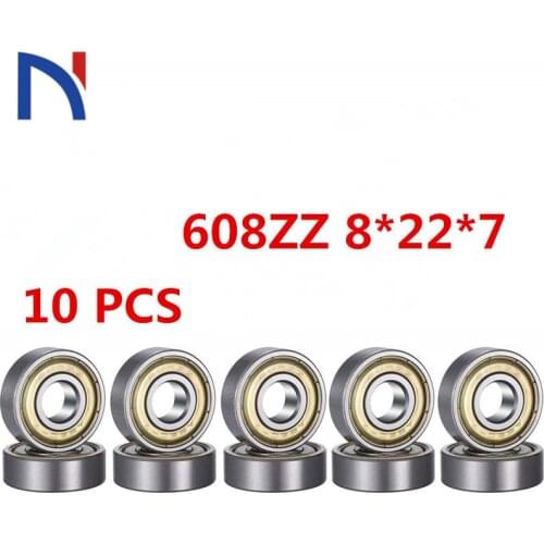 10pcs Double Shielded Miniature High-carbon Steel Ball Bearing 608ZZ ABEC-5 Deep Groove Ball Bearing 8*22*7mm 608ZZ Ball Bearing