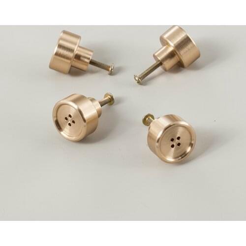 2PCS Small Gold Button shape brass Knob Cabinet Knobs and Handles Cupboard Door Cabinet Drawer Furniture Hardware JF1905