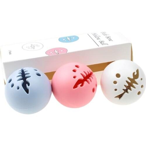 3 Pcs Cat Toys Catnip Balls Hollow Fishbone Shaped Bell Glowing Ball Kitten Teaser Toys Pet Playing Toys E