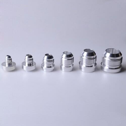 SPEEDWOW Top Quality Aluminum AN4 6 8 10 12 16-AN Straight Male Weld Fitting Adapter Weld Bung Nitrous Hose Fitting Silver